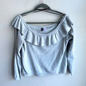 Grey off the shoulder large sweater